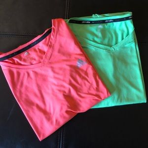 Adidas Climalite V-neck T-shirts Neon - Sz Large